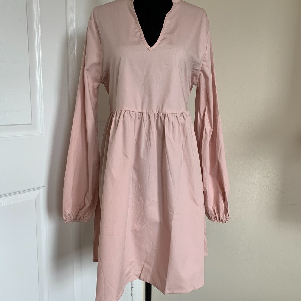 Pink Bishop Sleeve Peplum Dress - Picture 5 of 5